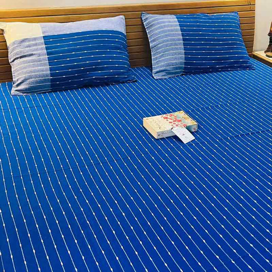 Blue Handloom Cotton Bedsheet |  Double Size