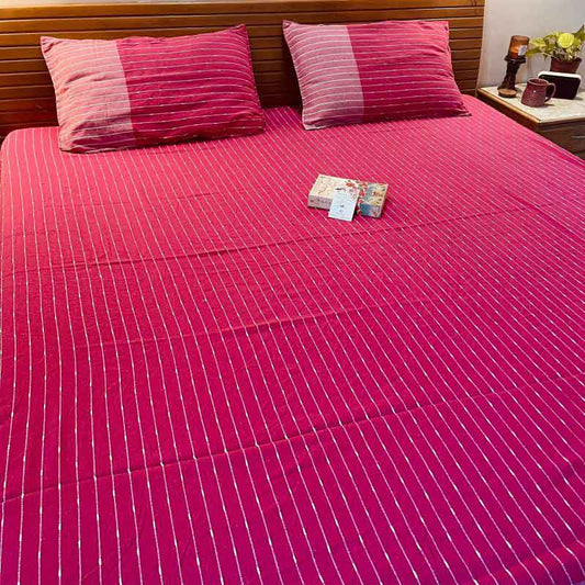 Hot Pink Handloom Cotton Bedsheet |  Double Size