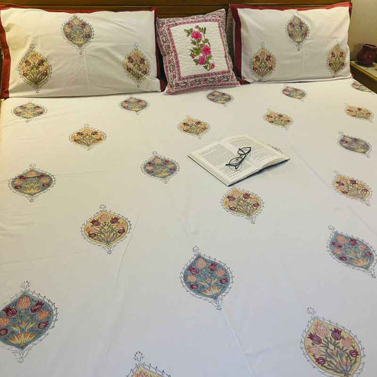 Mughal Buta Cotton Bedsheet |  Double Size