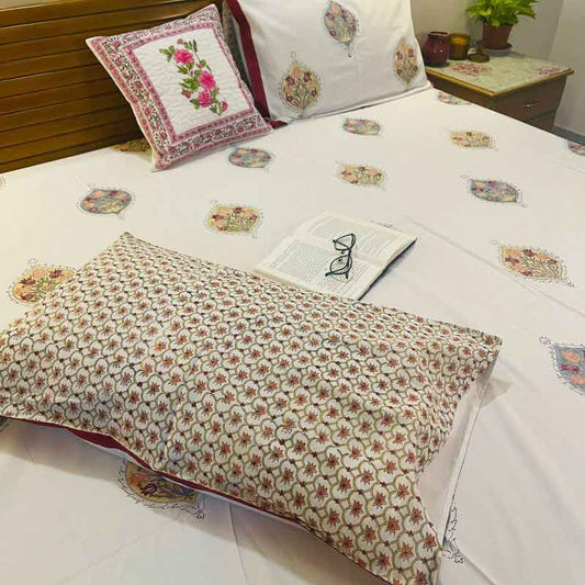 Mughal Buta Cotton Bedsheet |  Double Size
