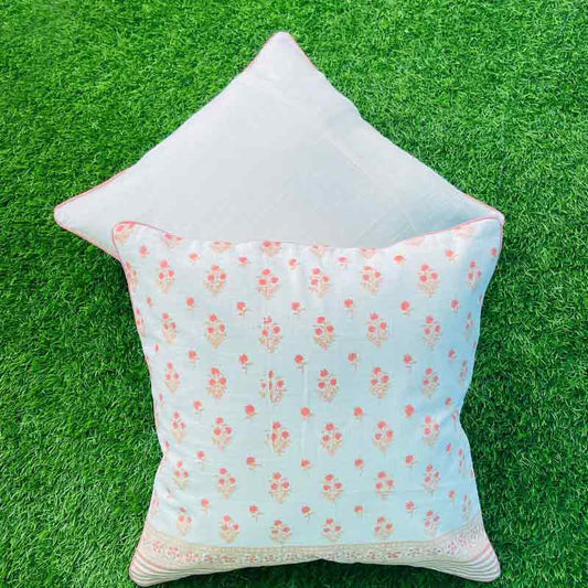 Gulaab Canvas Cotton Cushion Covers | Set of 2 | 16x16 Inches