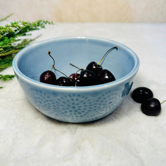 Sky Blue Embossed Fruit Bowls | Set of 2