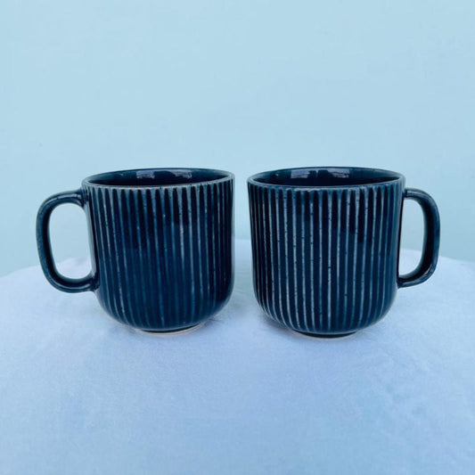 Margalo Lined Coffee Mugs | Set of 2 | Multiple Colors