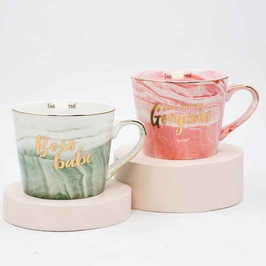 Marble Finish Tea & Coffee Mugs | Set of 2 | Multiple Colors