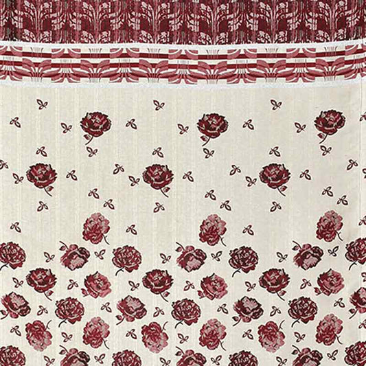 Maroon Floral Jute Curtains | 9ft | Set of 2