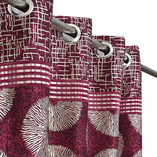 Pink Modern Jute Curtains | 7ft | Set of 2