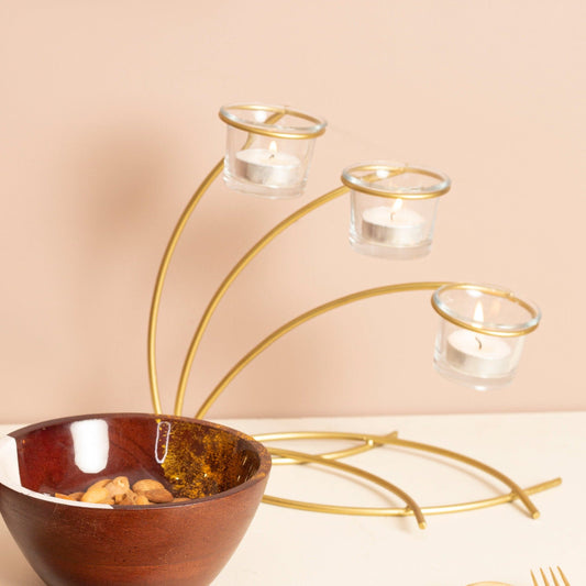 Golden Tea Lights Stand with Branches