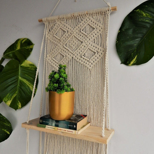 Whimsical Knitted Cotton Wall Hanging Shelf