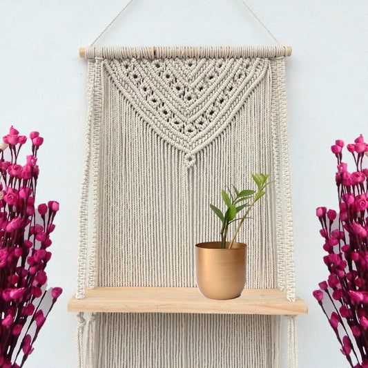 Timeless Macrame Design Wall Hanging Shelf