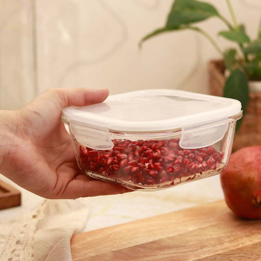 Borosilicate Square Glass Food Storage Container with Air Vent Lid | 800 ml