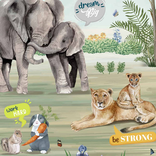 Jungle Theme Wallpaper with Cute Animals and Quotes | Multiple Options