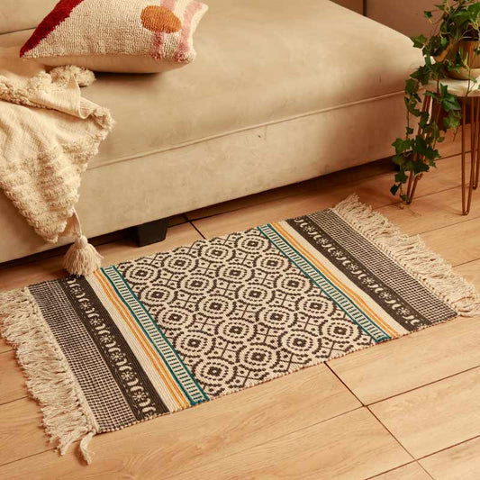 Vienna Multi-colored Printed  Dhurrie | Floormat | 33x21 Inches