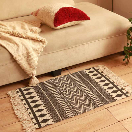 Contemporary Multi-colored Printed Dhurrie | Floormat | 33x21 Inches