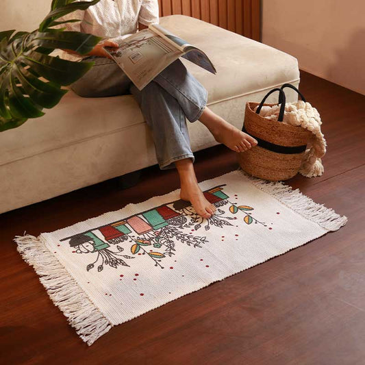 Classy Multi-colored Printed Dhurrie | Floormat | 33x21 Inches