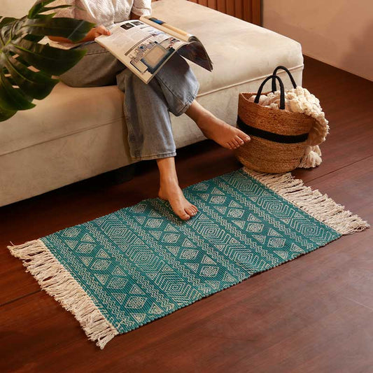 Dora Multi-colored Printed Dhurrie | Floormat | 33x21 Inches