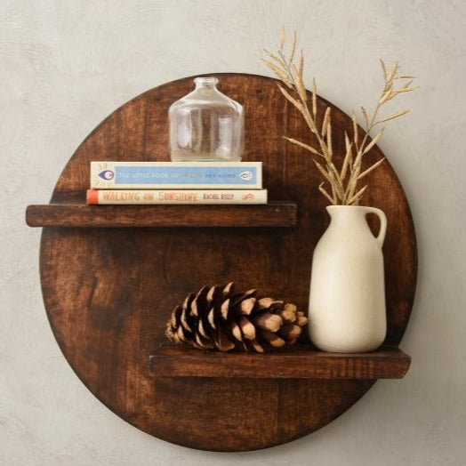 Wooden Round Wall Shelf