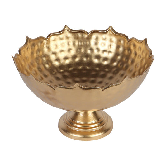 Gold Metal Taj Urli with Center Urli & Tealight Holders | Set of 7