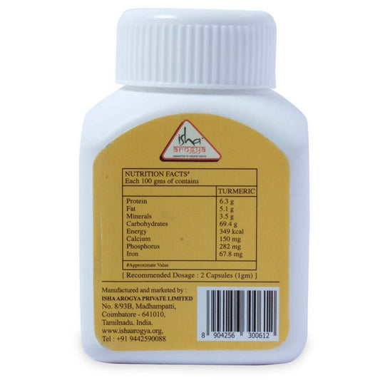 Isha Life Turmeric Powder in Veg Capsules - 100 Pcs