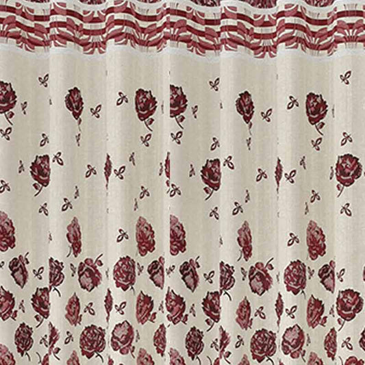 Maroon Jute Polyester Curtains | 9ft | Set of 2