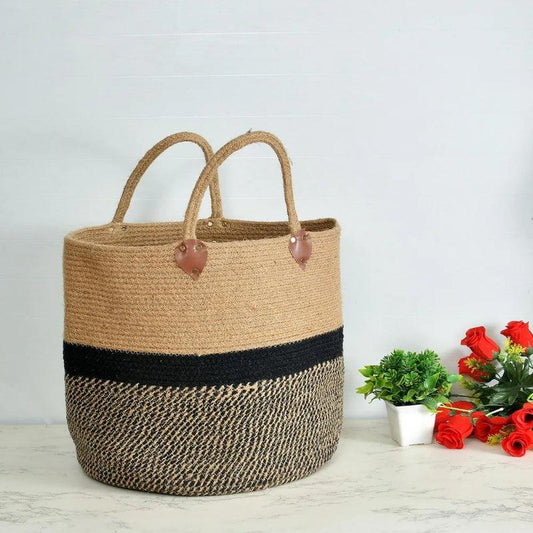 Black Zig Zag Jute Basket | Multiple Sizes