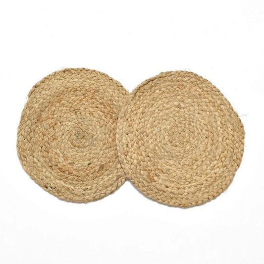 Braided Plain Jute Tea Coaster | Pack Of 2 | 20 x 20 cm