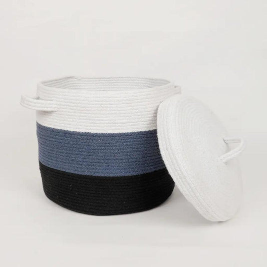 Lid Cotton Tri Color Storage Basket