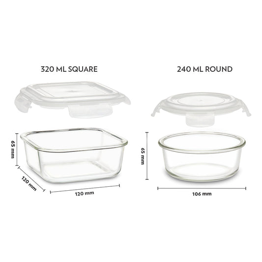 Borosil Teal Glass Lunchbox, Set of 3