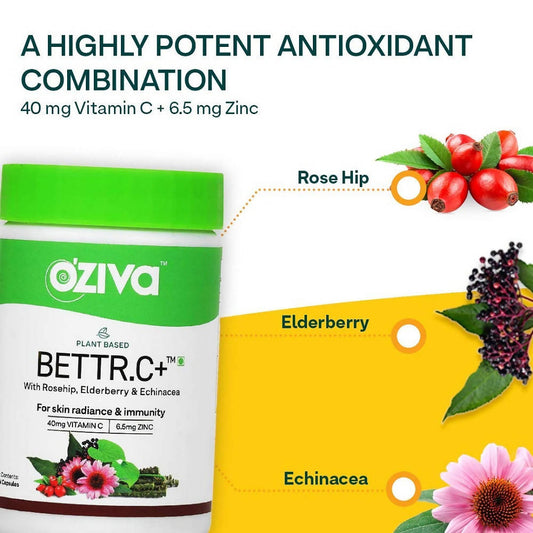 OZiva Plant Based Bettr.C+ With Rosehip, Elderberry & Echinacea