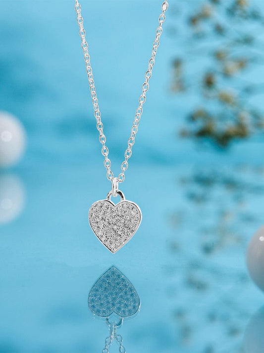 Rubans 925 Silver The Shimmery Heart Pendant Necklace.