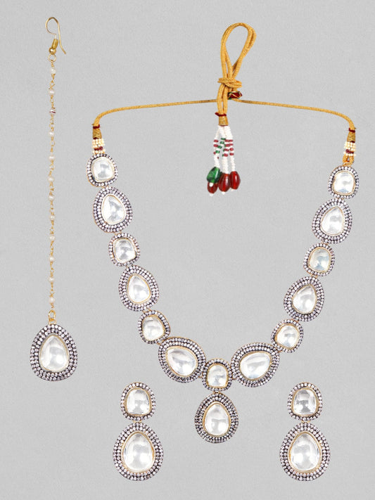 Rubans Gold Plated Polki Necklace Set With Elegant Design