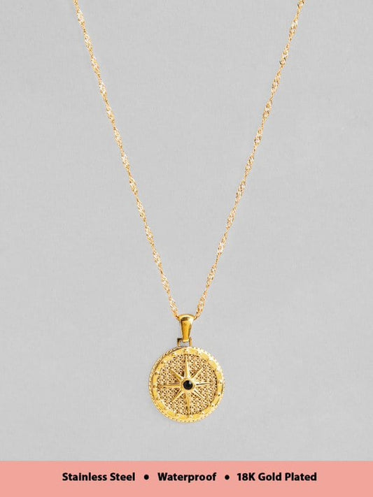 Rubans Voguish 18K Gold Plated Stainless Steel Waterproof Chain With Coin Pendant.