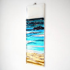 Fused glass seascape wall art panel