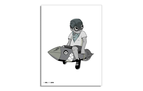 Hebru Brantley Flyboy Rocket Boy Print Poster 18" x 24" 