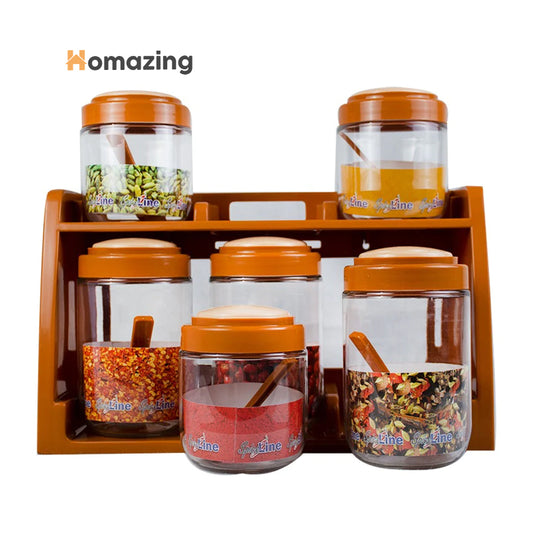 Spice Rack With 6 Airtight Jars