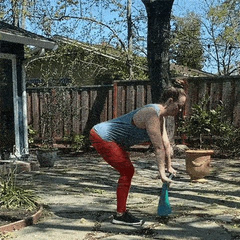 Animated gif of Breanna demonstrating theBent over arm pulls exercise