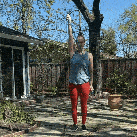 Animated gif of Breanna demonstrating the Front Pull Downs exercise