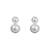 Double Pearl Ear Jackets Silver