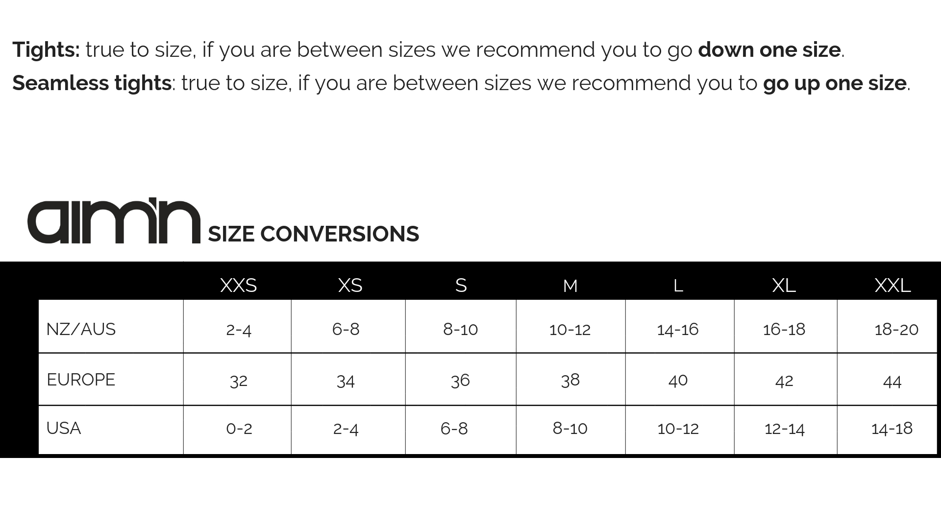 Nz Clothing Sizes Conversion Chart