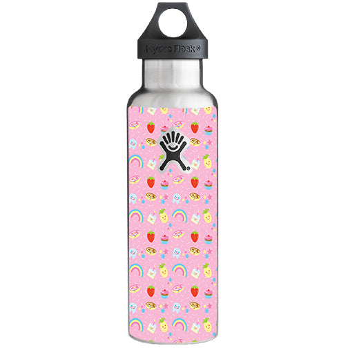 pink hydroflask with stickers