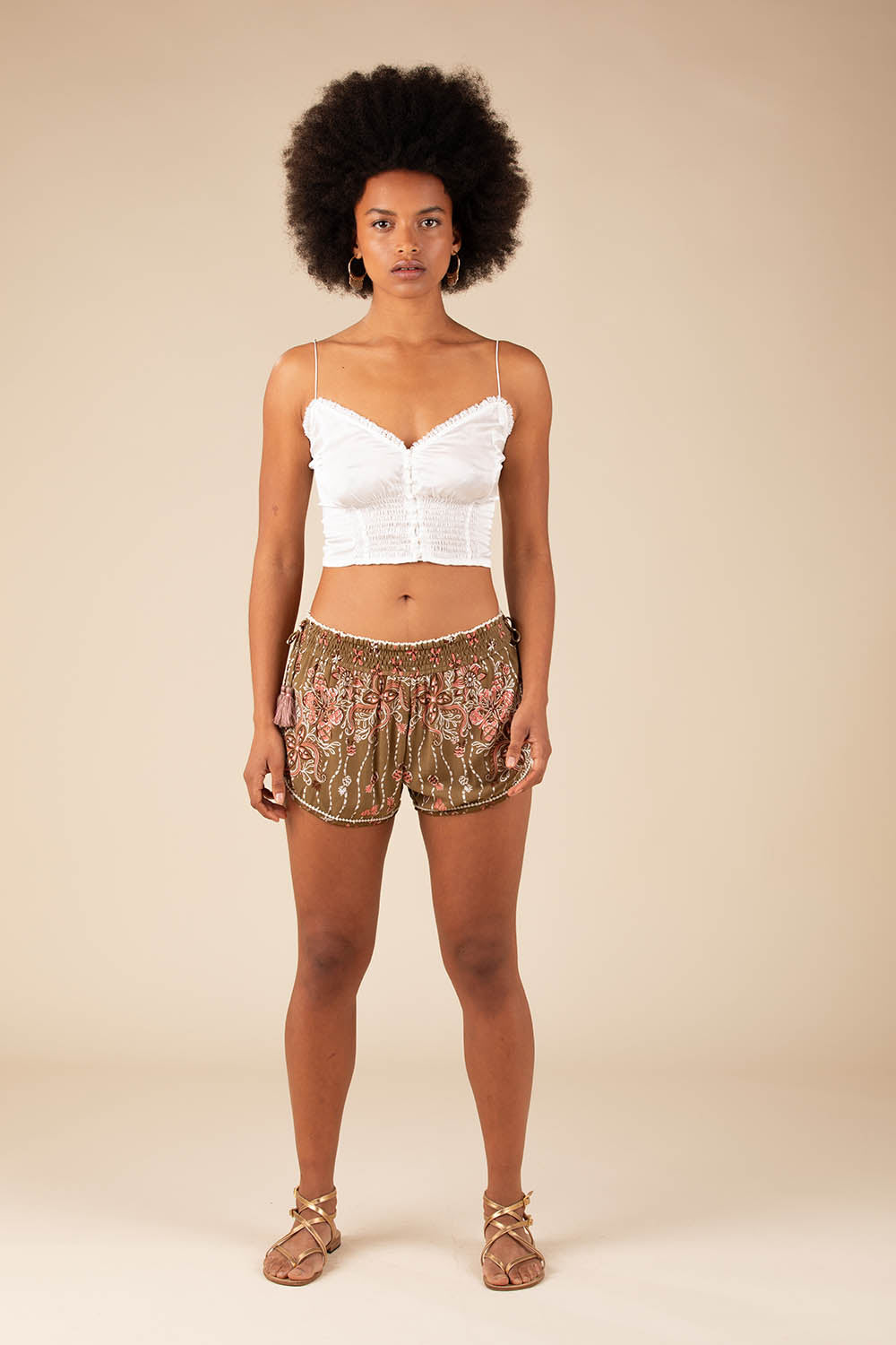 Boxer Short Elise Lace Trimmed - Green Pineapple Batik Rombo