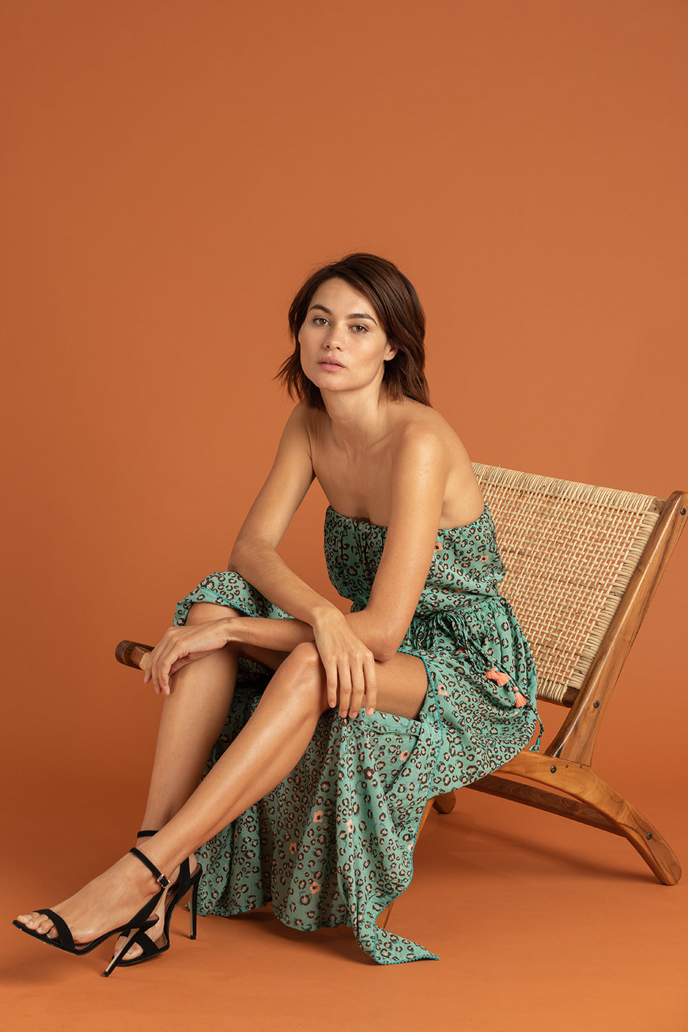 Long Dress Mara Strapless - Green Leo