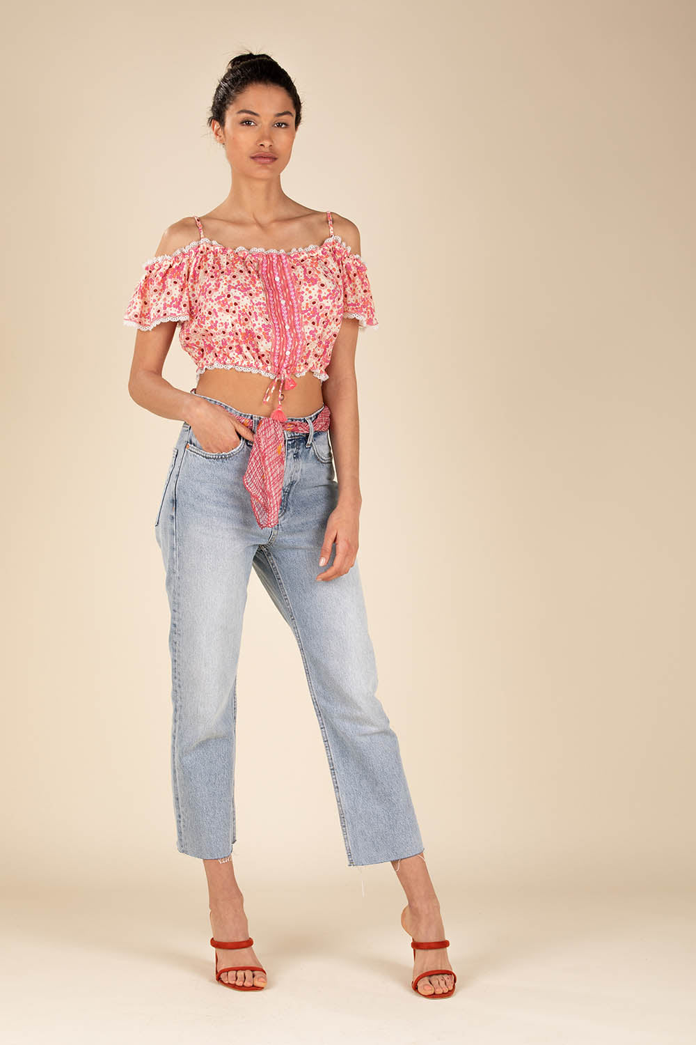 Mini Top Blouse Honey Cold Shoulder - Yellow Gerbera (4391661240366)