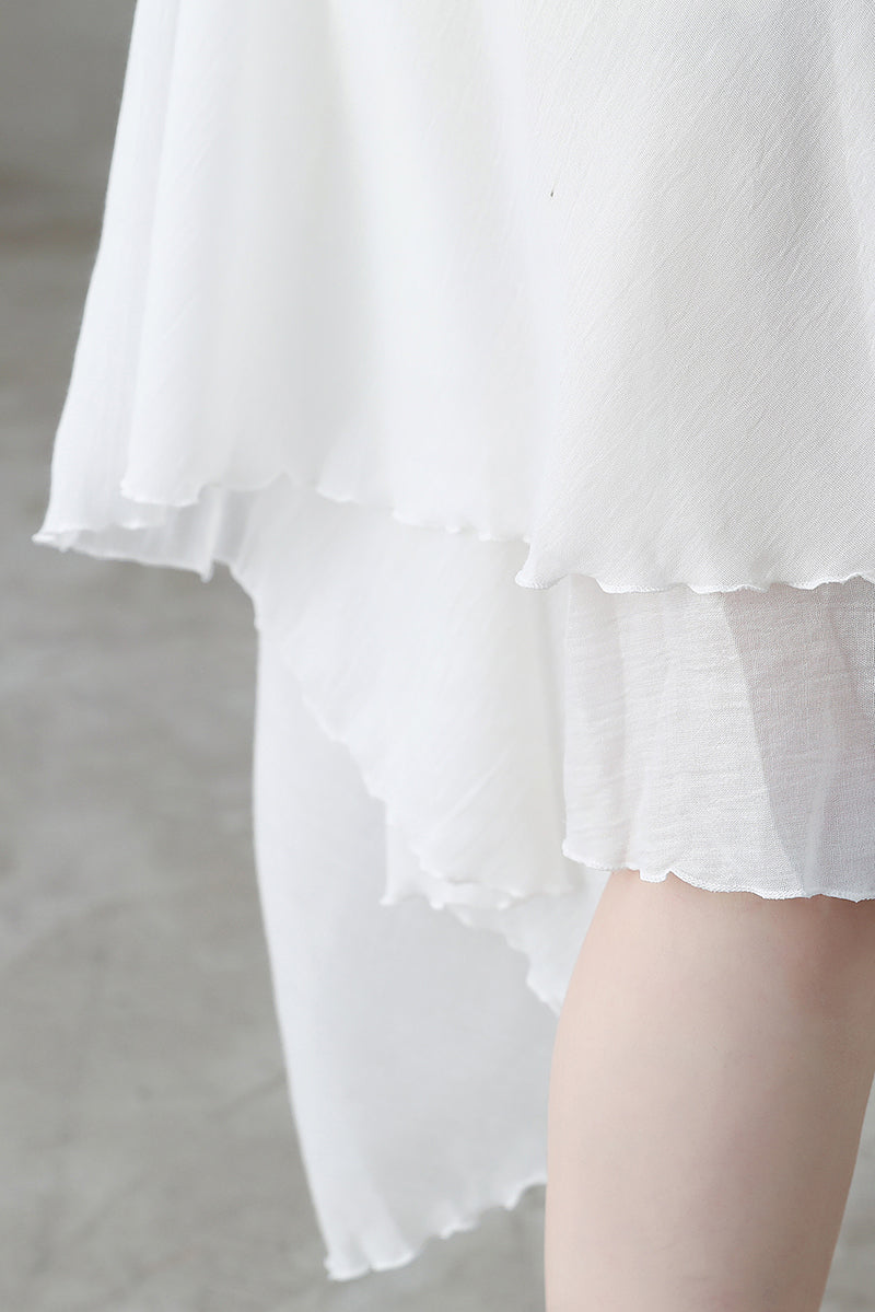 White Maxi Summer Women Cotton Linen Swing Skirt 2748