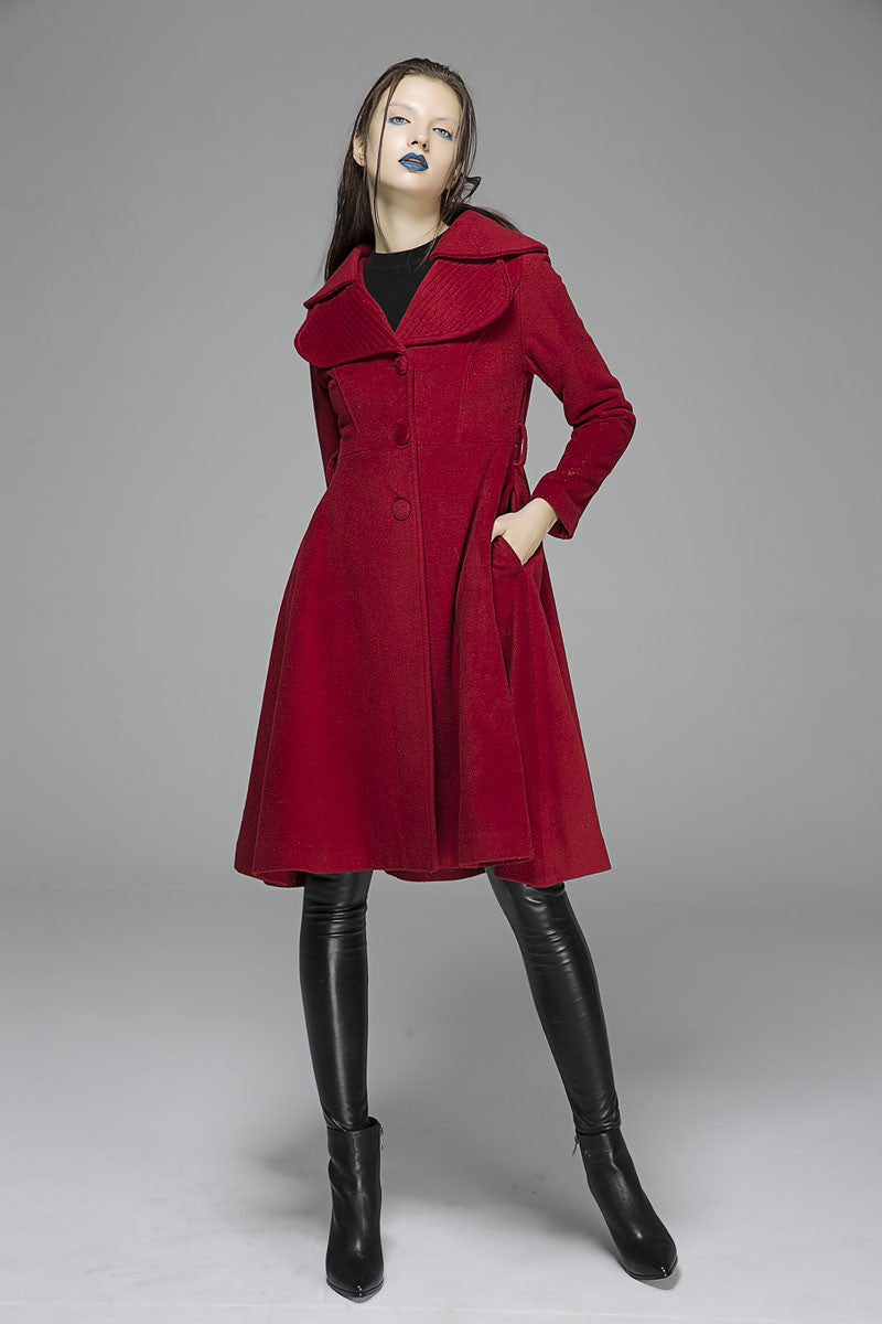 red midi coat