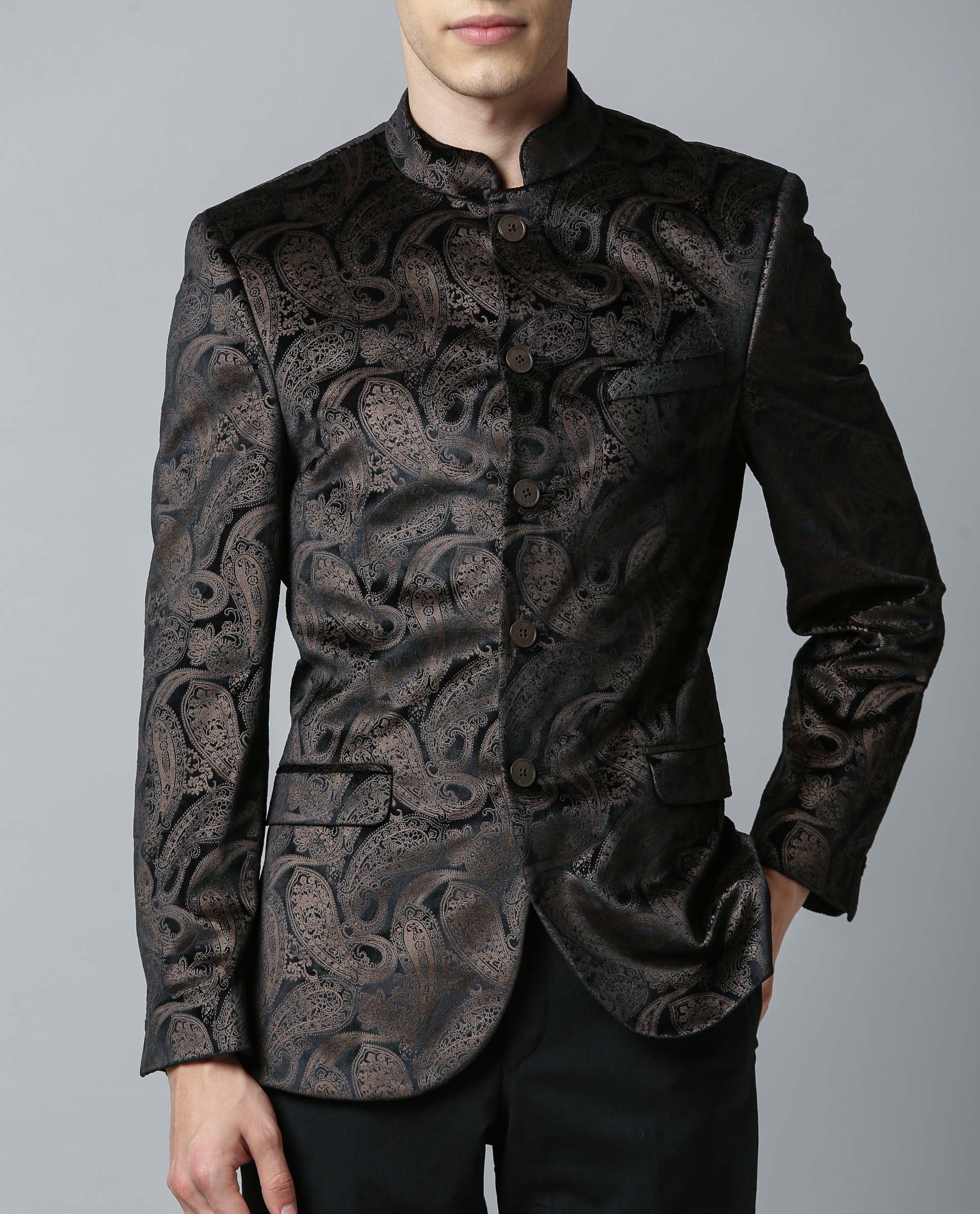 VELOUR-2-BLACK BANDHGALA RARE RABBIT