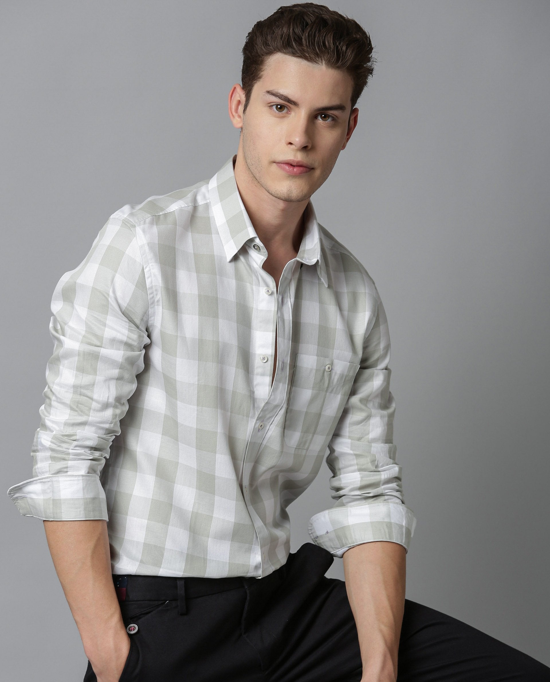 GINGHAM-CHECK SHIRT-GREEN SHIRT THE HOUSE OF RARE