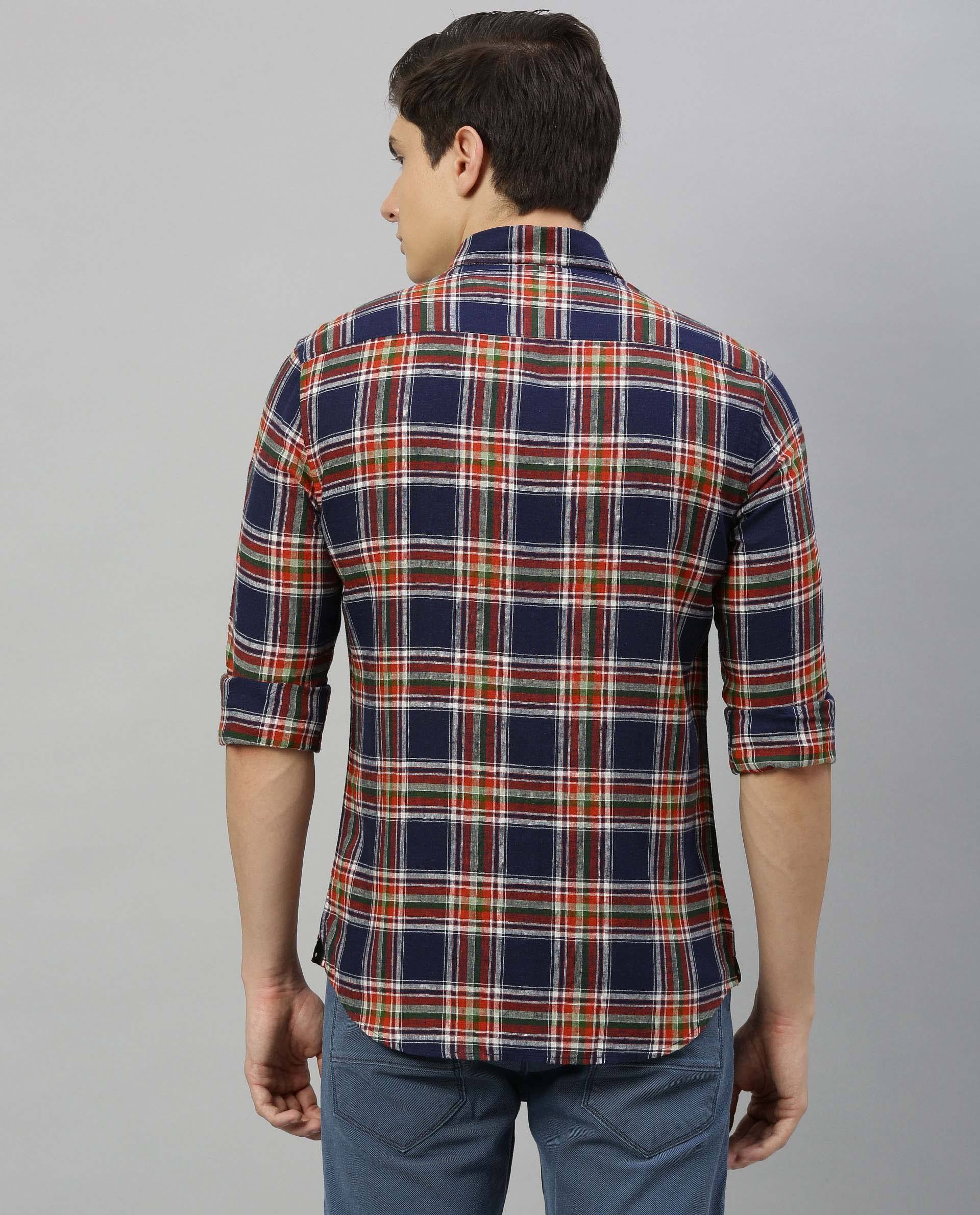 METRO-CHECKS SHIRT-NAVY SHIRT RARE RABBIT