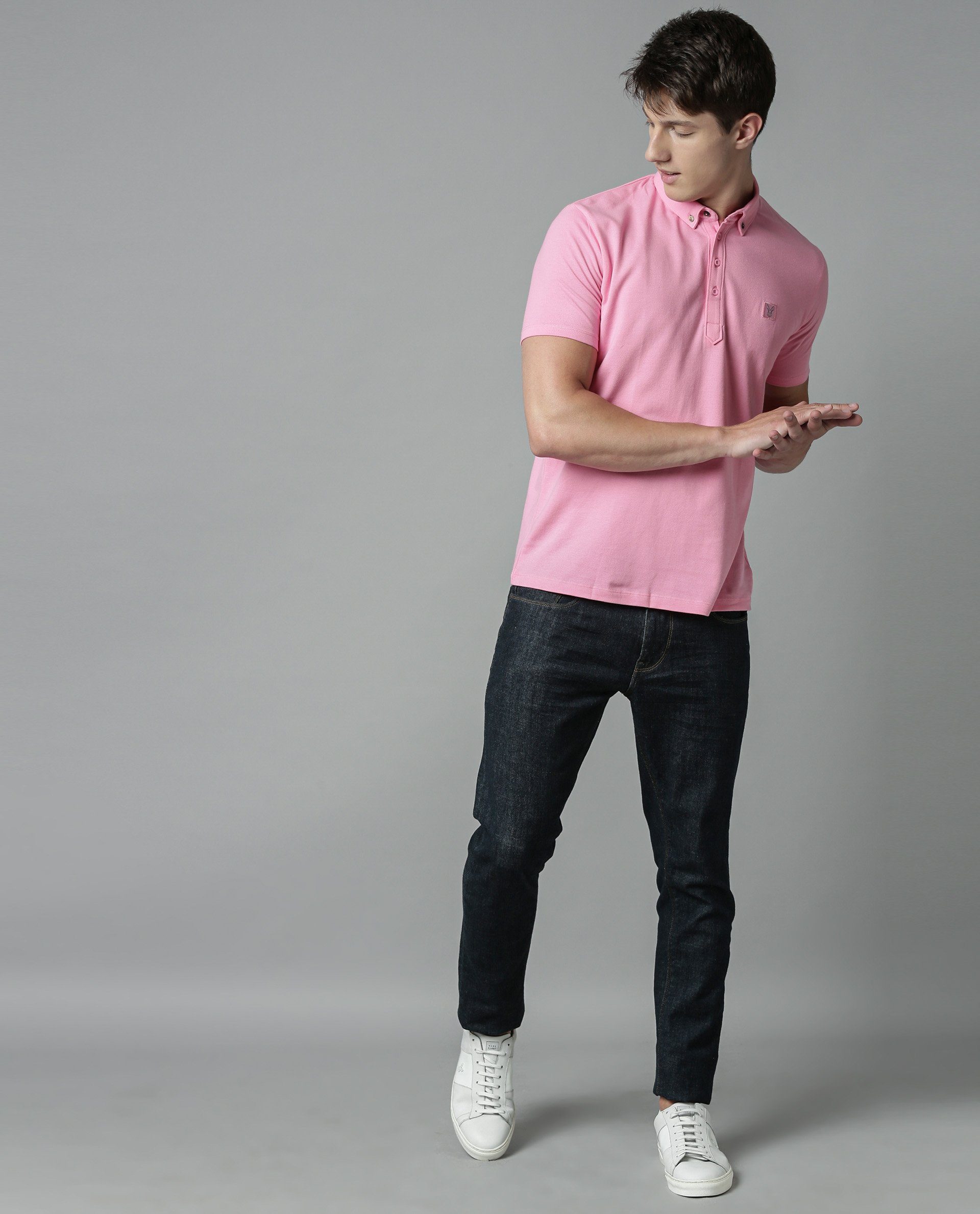 CASSINI - POLO PIMA T SHIRT - PINK POLO RARE RABBIT