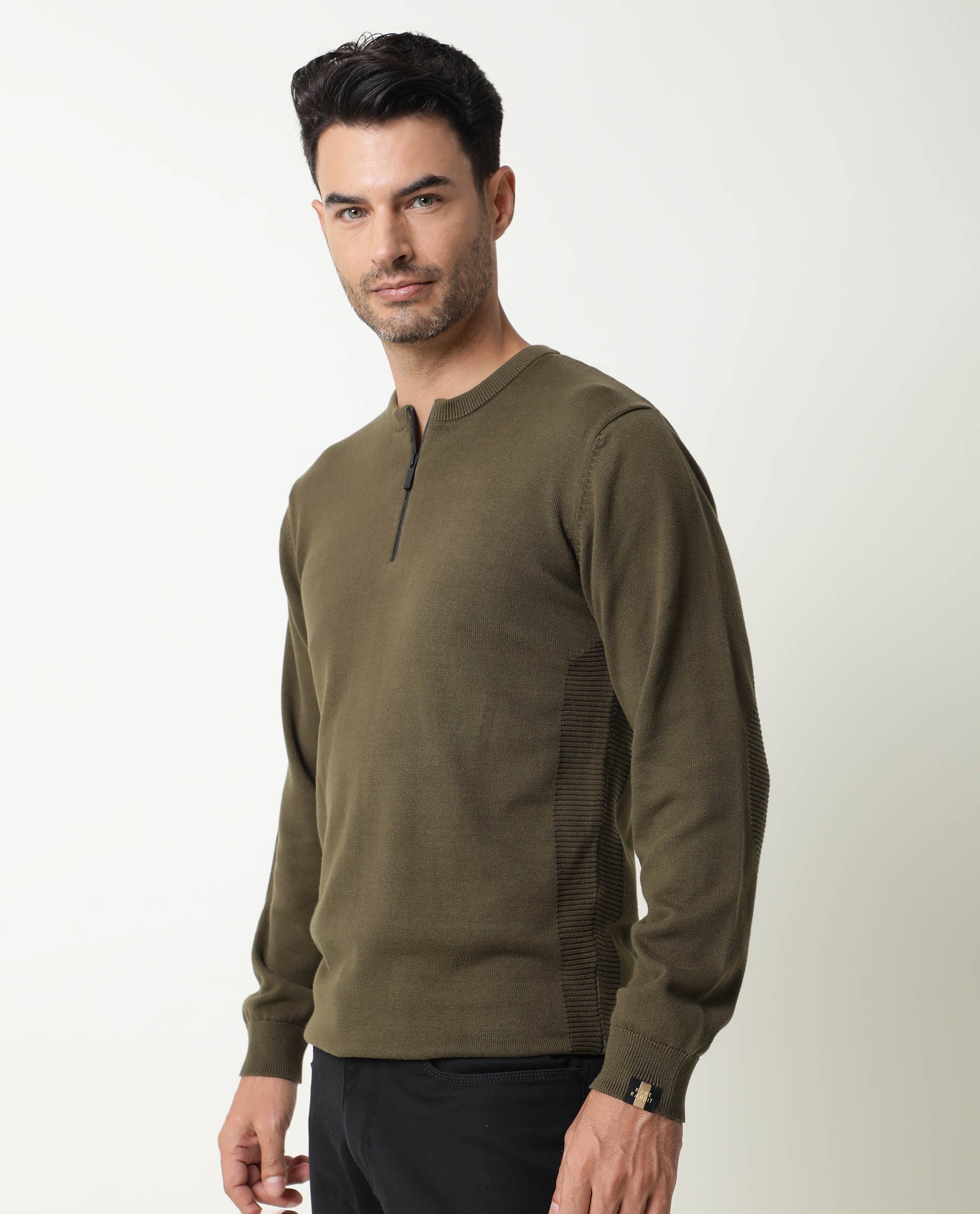 RUMBLED-OLIVE SWEATER RARE RABBIT