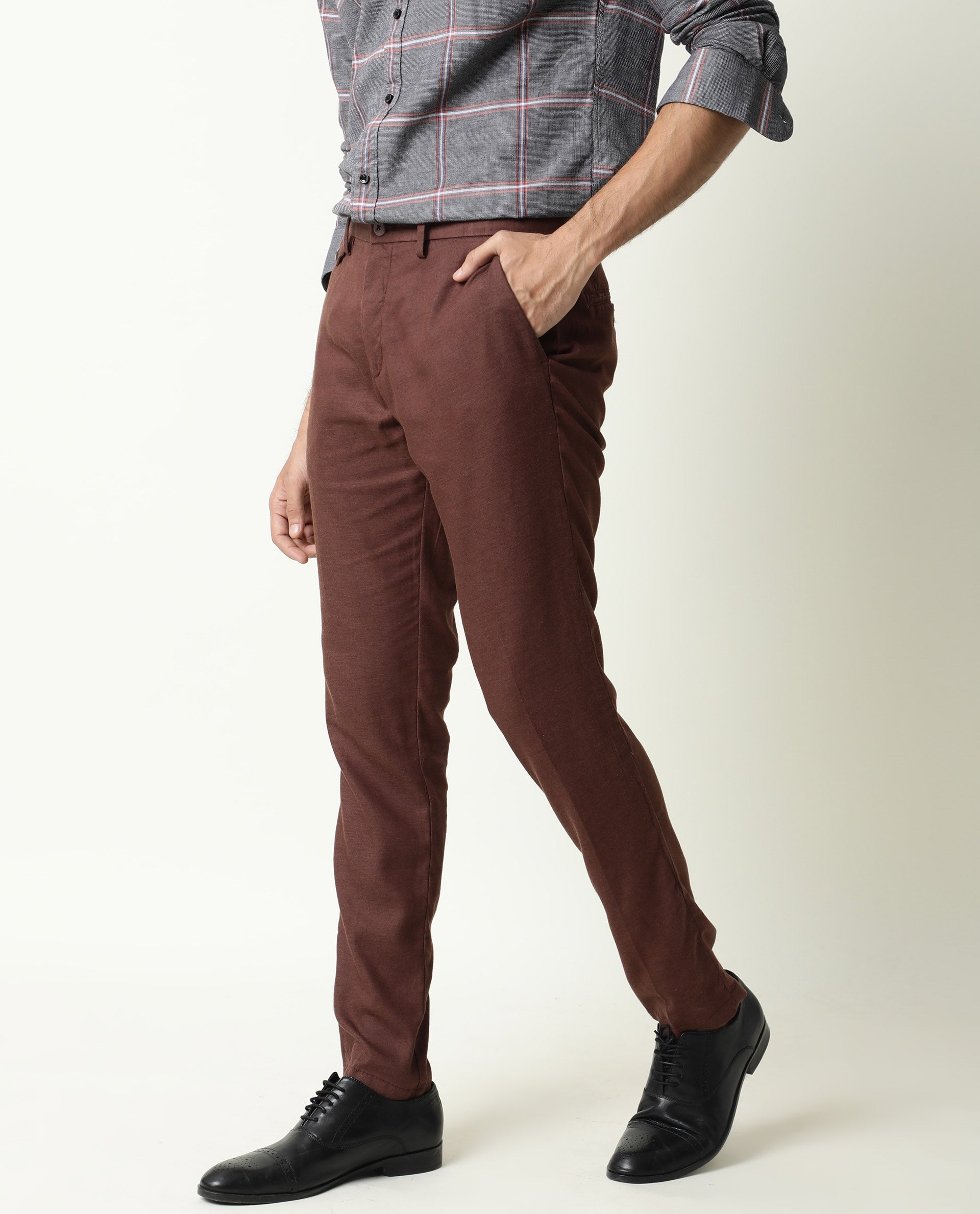 CAMEO-MENS TROUSERS-MAROON TROUSER RARE RABBIT
